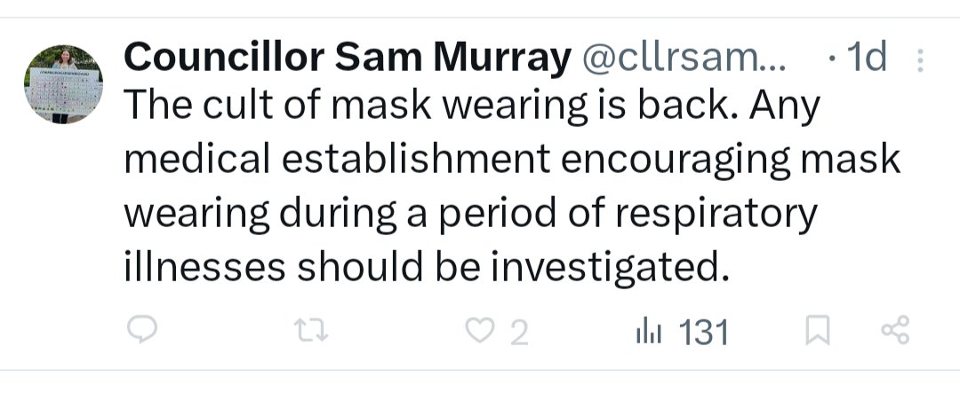 SuffolkSnowfla1's tweet photo. Any councillor spreading nonsense like this should be investigated.... or at least join Reform with the other nutters.

Perhaps @cllrsammurray should speak to one of our Infection  Prevention Specialist Nurses and be a little more educated ? https://t.co/iNjSUb6ItW