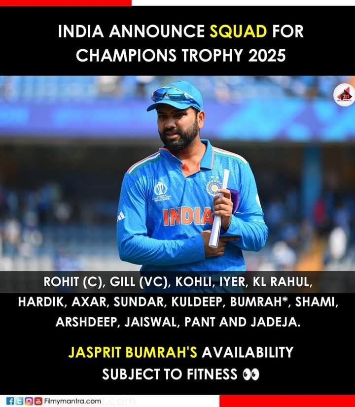 India squad for champion trophy 2025
