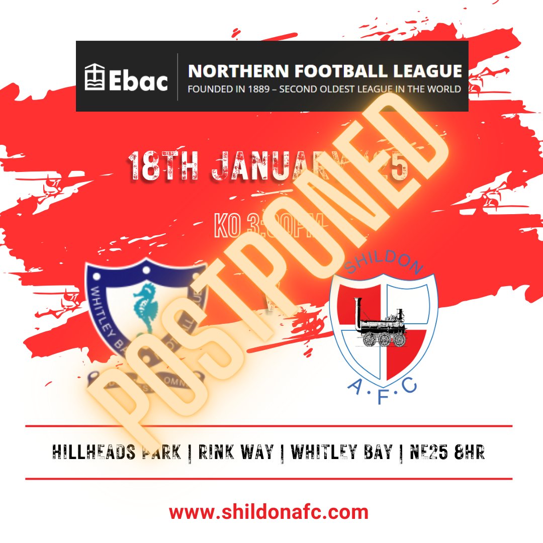 Today's game against Whitley Bay FC has been postponed due to a frozen pitch.  Once we have a date for the rearranged fixture we will, of course, let you know.

🔴⚪🚂⚽