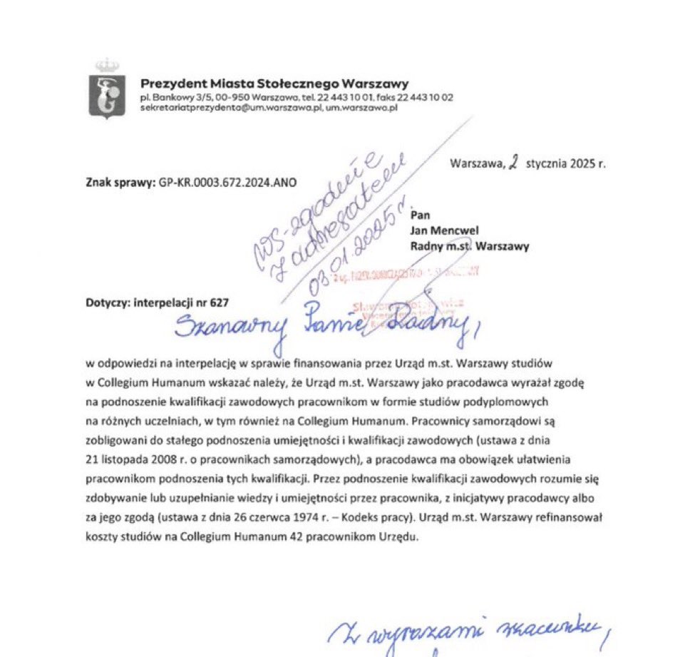 Warszawa 42 razy(!!) sfinansowała studia MBA na uczelni Collegium Humanum‼️

Studia były niezbędne, aby partyjni nominaci mogli zasiadać w zarządach spółek miejskich💵

Ratusz Pana <a href="/trzaskowski_/">Rafał Trzaskowski</a> był więcej, niż chętny, aby nie tylko tych ludzi zatrudniać, ale jeszcze, z