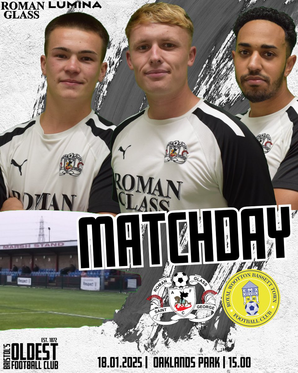 RomanGlassFC's tweet photo. 𝐌𝐀𝐓𝐂𝐇𝐃𝐀𝐘
Following the midweek success in the MCC, the Glass return to league action and to Oaklands Park!

🆚 @RWBTFC 
🏆 @HellenicLeague
⏰ 15.00 KO
📍  Oaklands Park, BS32 4AG
💷 Adults £8, Concession £5, U12 FREE

@bsoccerworld @swsportsnews 
#UpTheGlass | #RGSGRWBT https://t.co/ql103JaJLA