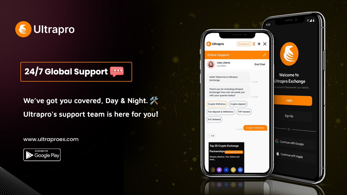 🌍 Need help anytime? Ultrapro’s 24/7 Global Support is here for you! Visit ultraproex.com or download the app now! 🚀