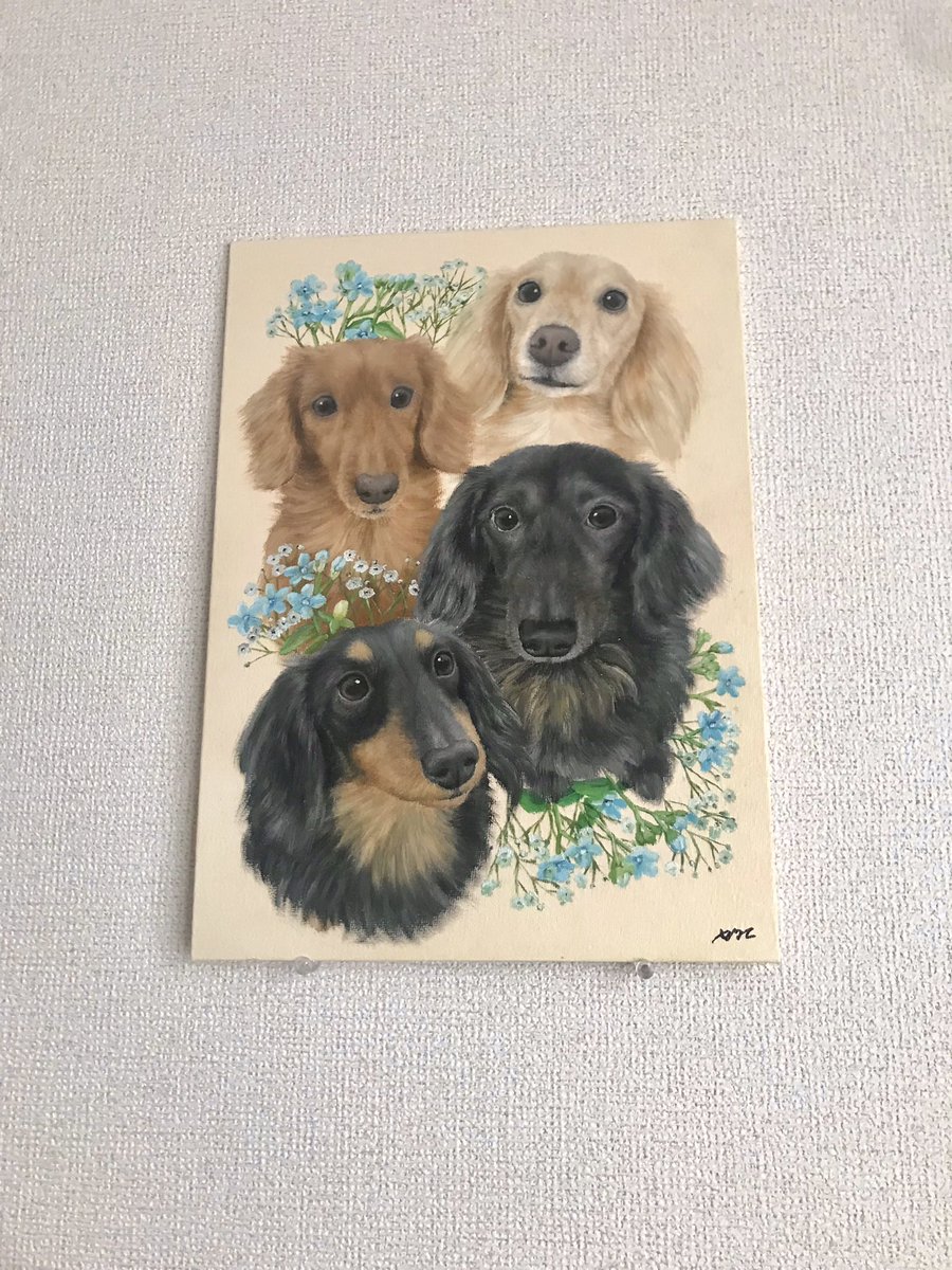 65Rikonic's tweet photo. F4号　ななちゃん🐶げんくん🐶ぷぅくん🐶くろくん🐶
みんな一緒✨💠

.
.
#rikonic #りこにっく #油絵オーダーメイド https://t.co/tqCK5IF8F1