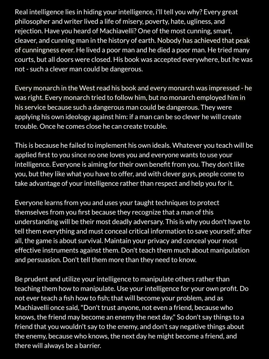 SIGMAPROFESSOR's tweet image. This is why Really Intelligent guys stay poor, broke, suffer and are used. 
How to save yourself.