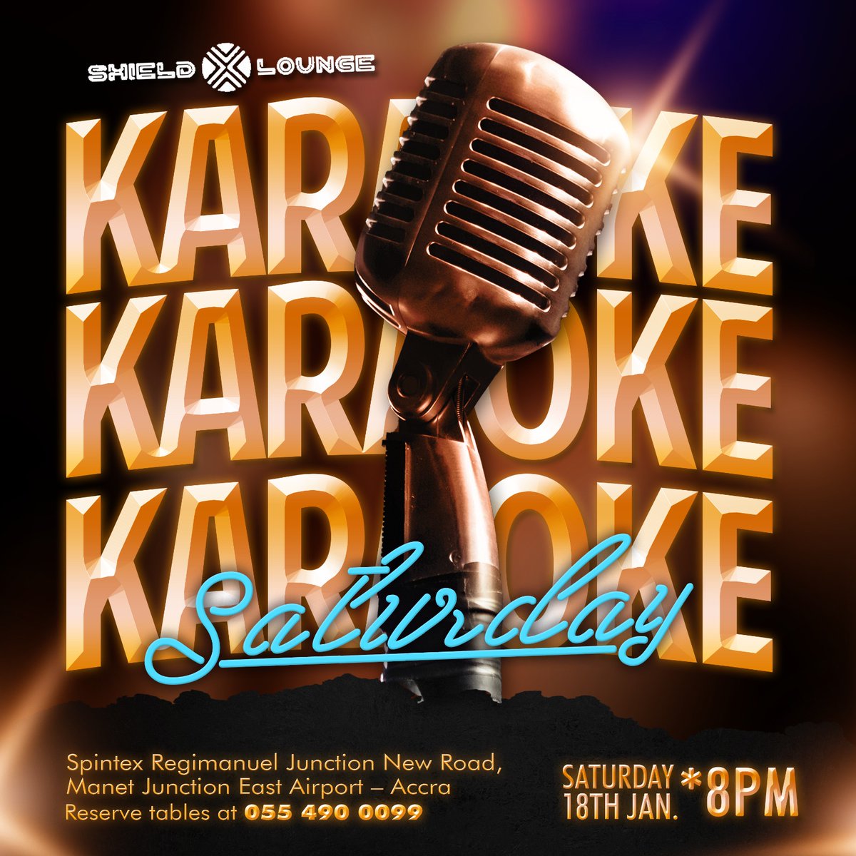 shieldlounge's tweet photo. Your bathroom walls are tired...🎤 It’s time to shine @ Karaoke Saturdays! Grab the mic, belt out your favourite tunes, and own the stage at Shield Lounge! ✨
📍 Spintex Manet Junction,
🗓 Saturday, 18th Jan. ⏰ 8 PM
📞 Reservations: 055 490 0099 #ShielDidIt #karaoke https://t.co/kRqBQirCeX