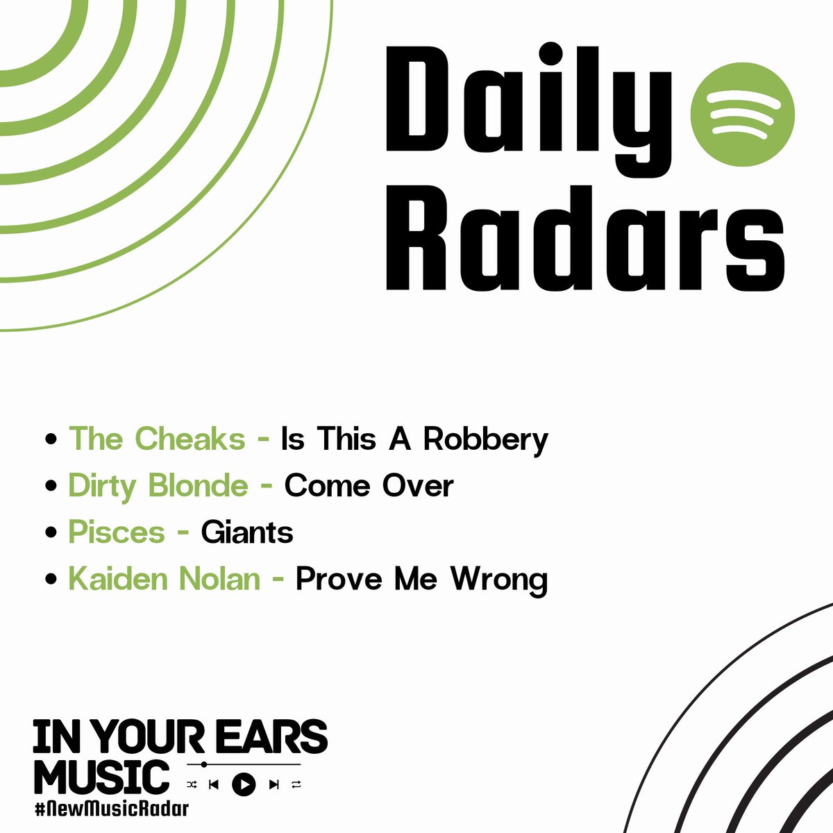 Daily Radars - Saturday 

We have another 4 tunes added! 

Give it a follow and listen below. linktr.ee/dailyradars