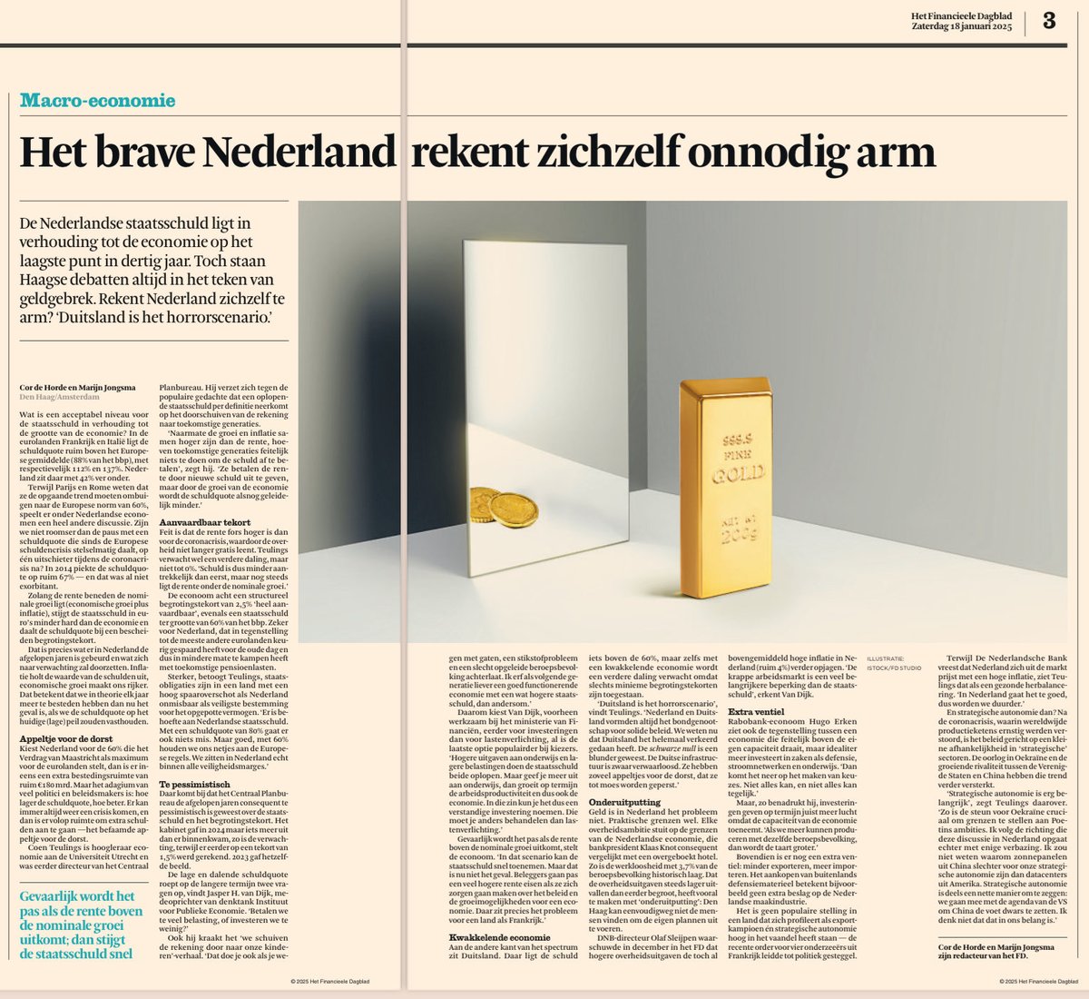 ‘Het brave Nederland rekent zichzelf onnodig arm’

Verstandige economen leggen hier helder uit dat de fixatie van #VVD minister Heinen en zijn politiek leider ⁦<a href="/DilanYesilgoz/">Dilan Yesilgöz - Zegerius</a>⁩ op tekort &amp; staatsschuld onze economie schaadt. 

Middeninkomens betalen de prijs voor hun gedram!