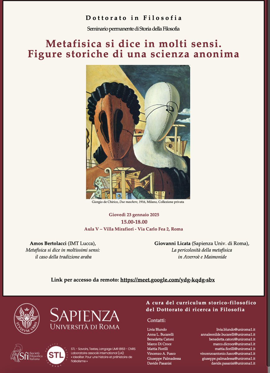 Amos Bertolacci (@amosbertolacci) on Twitter photo A forthcoming lecture, in Roma La Sapienza University, on the fragmented reception of Aristotle's Metaphysics and the different titles assigned to this work in the Arabic medieval world. <a href="/SapienzaRoma/">Sapienza Università di Roma</a> A forthcoming lecture, in Roma La Sapienza University, on the fragmented reception of Aristotle's Metaphysics and the different titles assigned to this work in the Arabic medieval world. <a href="/SapienzaRoma/">Sapienza Università di Roma</a>