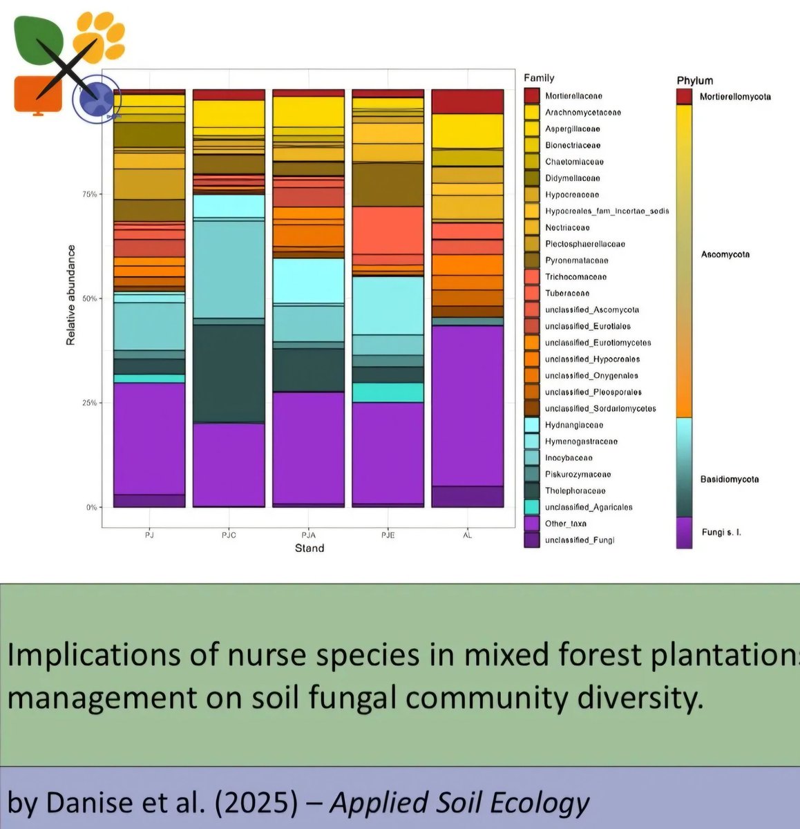 Bio02DNALab's tweet photo. New paper 🥳🥳 given by the collaboration of multiple colleagues showing how #Alnus cordata acts as a key species, improving #soil quality and #microbialdiversity

https://t.co/h9sn8IstGG

 #Intercropping  #Fungi #Metabarcoding #ITS2 #SoilEcology https://t.co/Yb7NjBZnbr