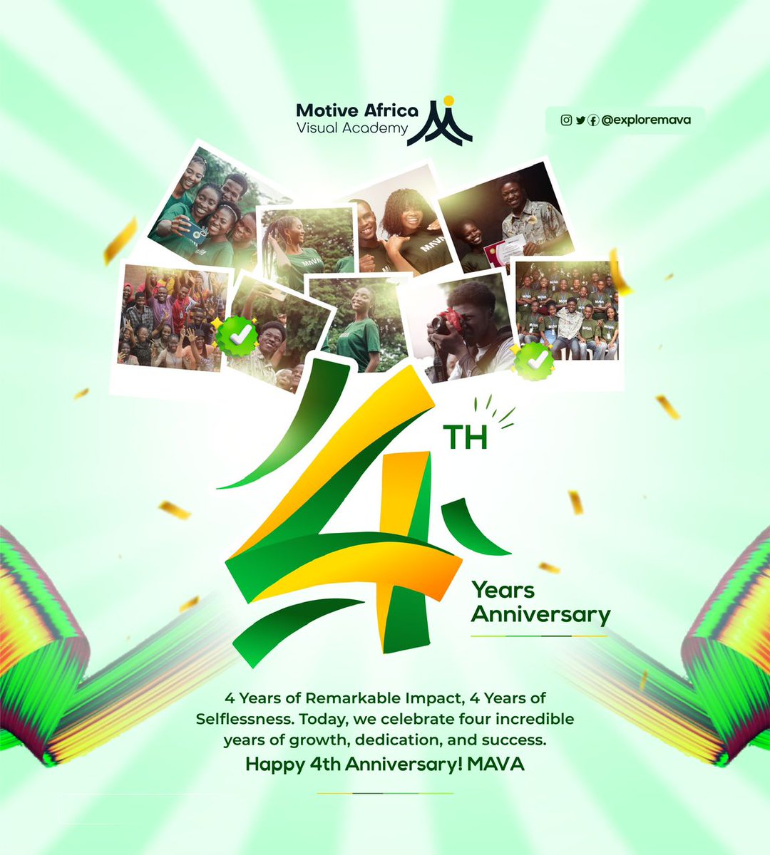 exploremava's tweet photo. Four amazing years of turning dreams into reality and bridging the gap between resources and creative skills!🎉

We’re so proud of everything we’ve accomplished, all thanks to the vision of our founder, @fiyinnedum:

- 🎓 Hundreds of students graduated.
#motiveafrica💚

A thread. https://t.co/PdMHnJD99T