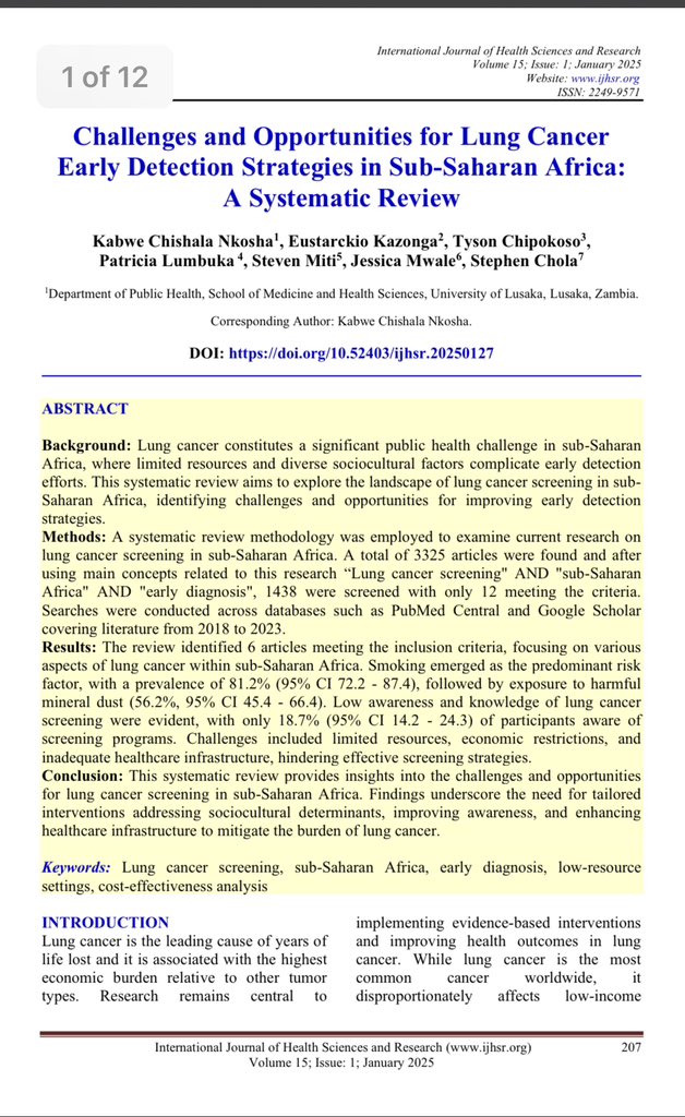 KabweNkosha's tweet photo. I’m thrilled to share my latest publication in the International Journal of Health Sciences and Research! This work represents a significant milestone in my journey as a public health professional.
You can access the article here: https://t.co/ZyRUMGgf2a https://t.co/UuZhiaCs36