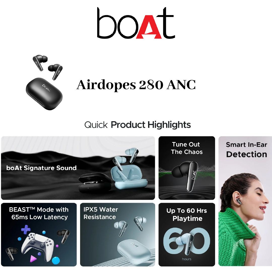 sidcool0008's tweet photo. Experience crystal-clear sound with Boat Airdopes 280 ANC! 🎧 #BoatAirdopes #ANC #WirelessEarbuds #TechTrends #SoundQuality #Innovation #AudioTech @RockWithboAt https://t.co/mYfDKZqQeN