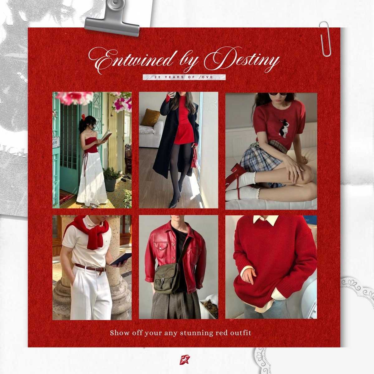 ReysterGlobal's tweet photo. [❣️] Entwined by Destiny: 22 Years of Love

Let fate inspire your style! Dress in outfits that celebrate love, joy, and the magic of the moment as we come together for Reyster's special day. Let’s create unforgettable memories—starting with your stunning red outfit!❣️

#HORI7ON #호라이즌 #REYSTER #레이스터