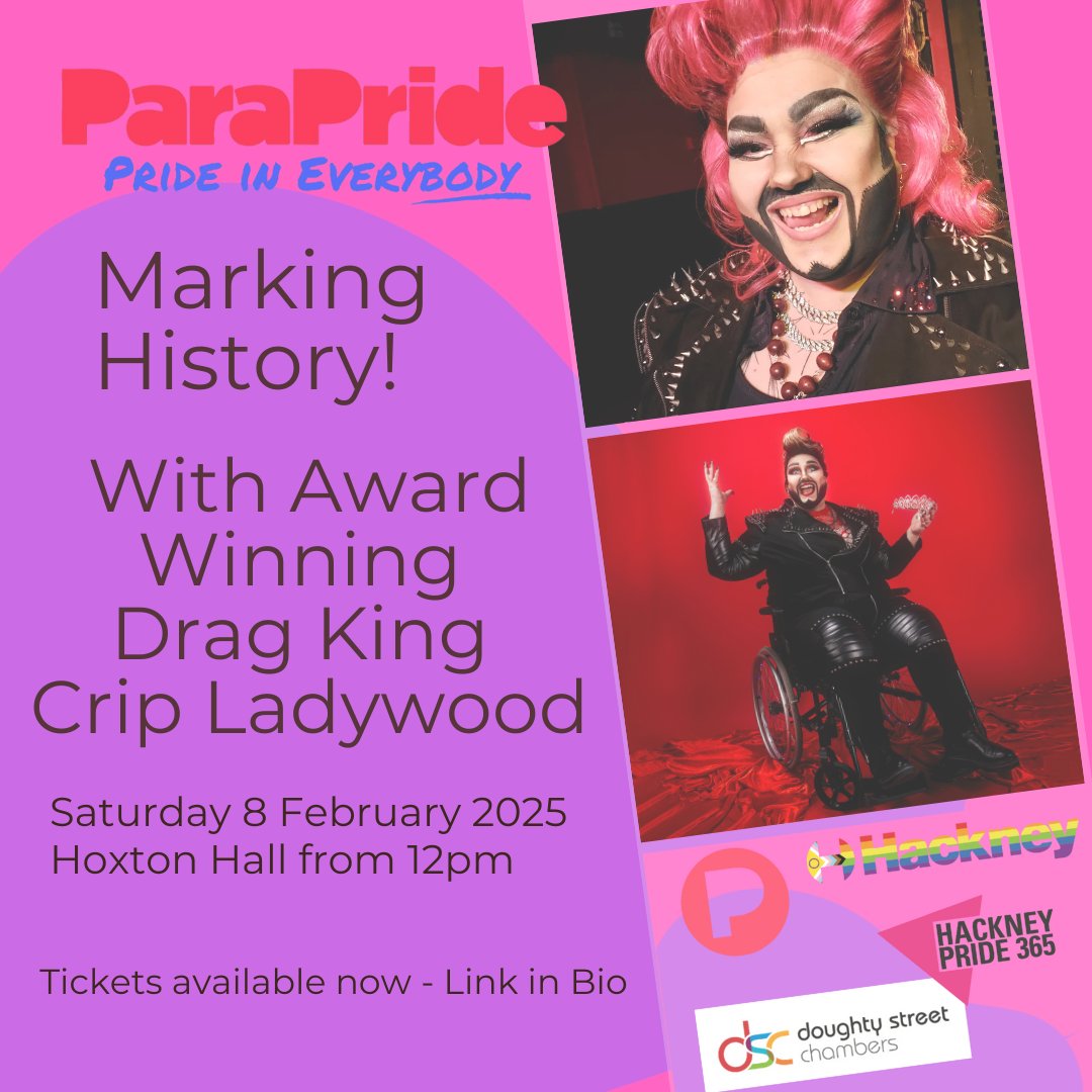 ParaPride (@parapride) on Twitter photo We are so excited to start announcing the line up of incredible acts performing at ParaPride's LGBTQ+ History Month Event, Saturday 8 February <a href="/HoxtonHall/">Hoxton Hall</a>
More acts to be announced soon. Tickets availabe. Book NOW! eventbrite.co.uk/e/parapride-ma… #parapride #lgbtqhistorymonth We are so excited to start announcing the line up of incredible acts performing at ParaPride's LGBTQ+ History Month Event, Saturday 8 February <a href="/HoxtonHall/">Hoxton Hall</a>
More acts to be announced soon. Tickets availabe. Book NOW! eventbrite.co.uk/e/parapride-ma… #parapride #lgbtqhistorymonth