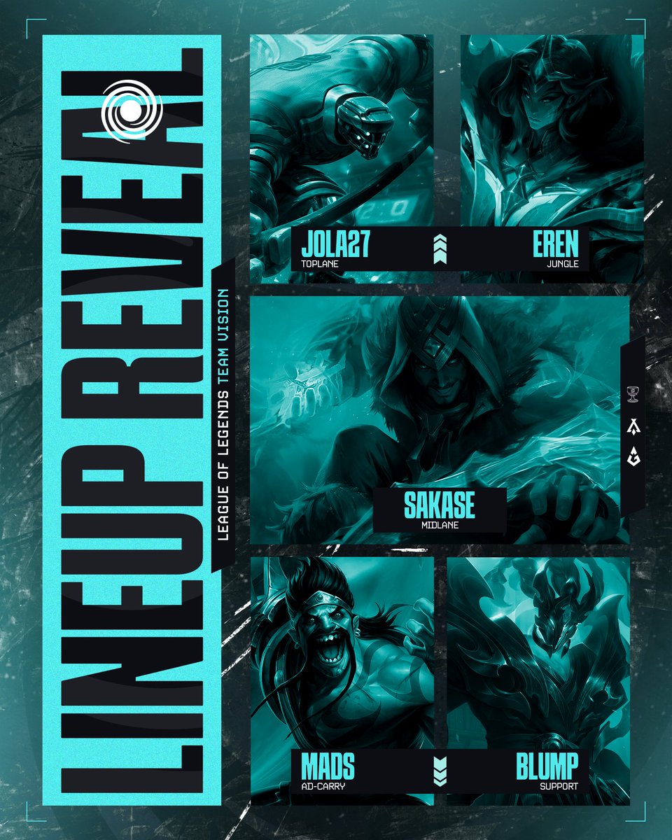 MT1 - VISION 💙

Somit präsentieren wir euch das beste DIV 4 Team des Spring Splits!

💣 TOP - <a href="/Jola279/">Jola27</a> 
🌳 JUNGLE - <a href="/xErenando/">Eren</a> 
🧙‍♂️ MIDLANER - <a href="/Sakase002/">Erik</a> 
⚔️ BOTTOM - <a href="/madsifee/">Mads</a> 
🛡️ SUPPORT - <a href="/TomWelsar/">Blump</a> 

💼 Manager - <a href="/MT1Paul227/">Paul227</a> 
🧠 Coach - <a href="/CoachAdny/">Adny</a> 

#MT1WILLRISE