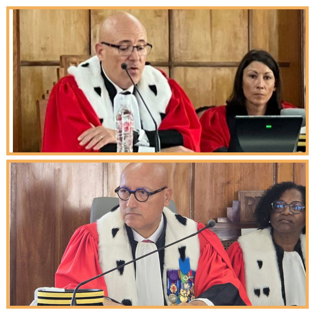 audience solennelle de la cour
allocutions des chefs de juridiction sur l'activité de la cour, les projets d'ouverture à la société guadeloupéenne et de renforcement des liens avec l'université, l'état du site de Basse-Terre, l'augmentation de la criminalité, la politique pénale