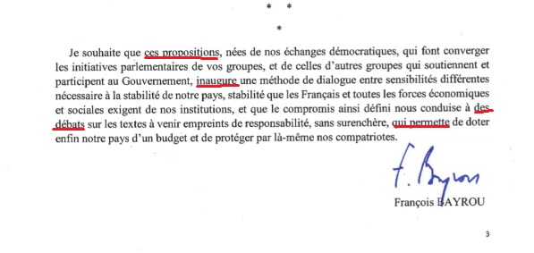 Deux énormes fautes de conjugaison au dernier paragraphe de la lettre adressée par le Premier ministre aux présidents des groupes parlementaires avec lesquels il a négocié la survie de son gouvernement, ceci expliquant peut-être cela.
J'en suis cependant fort surpris. Ne se