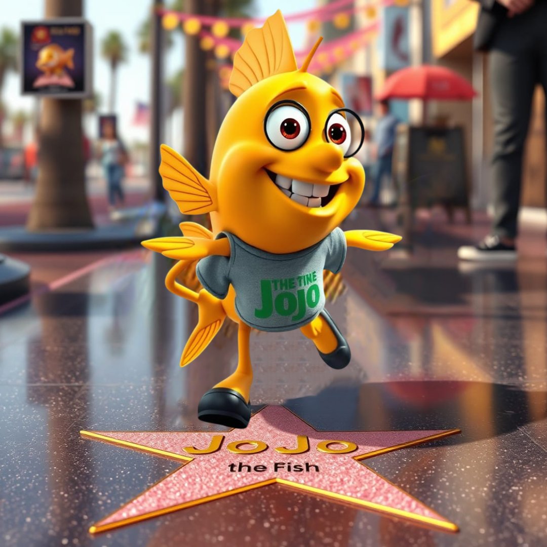 Jojo just got his own star on the Walk of Fame! Why? Because he's the real celebrity of the crypto world. 🐠⭐️🎬💸Invest in Jojo Coin today and make your portfolio shine brighter than Hollywood! 🎥🐠 #JojoCoin #CryptoStar #WalkOfFame #XRPLedger