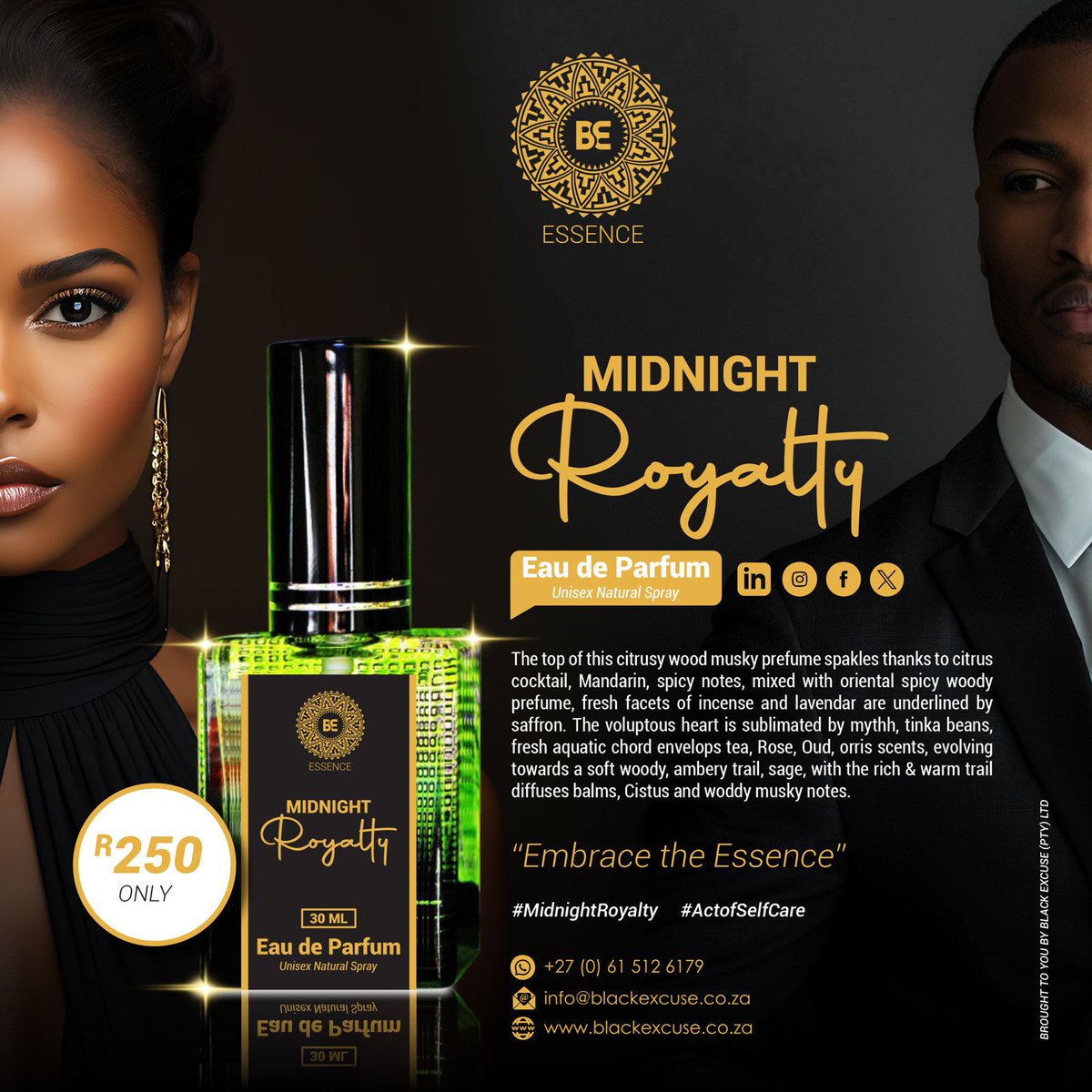 BlackExcuse's tweet photo. 🌟✨ Indulge in luxury with our Midnight Royalty and Act of Self-Care Fragrance!

Place your order now by reaching out to us on WhatsApp at +27615126179 🌸🕊️

#MidnightRoyalty #ActOfSelfCare https://t.co/yBYjWbH1bA