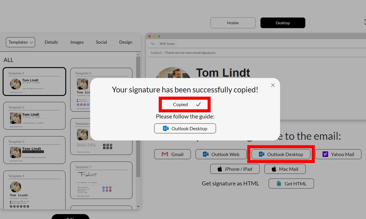 ArtlogoC's tweet image. 5/9:

🧩Step 4🧩

💡Visit #EmailSign and click &quot;Outlook Desktop&quot; to generate the HTML for your signature

#EasyCopyPaste #Effortless #HTML