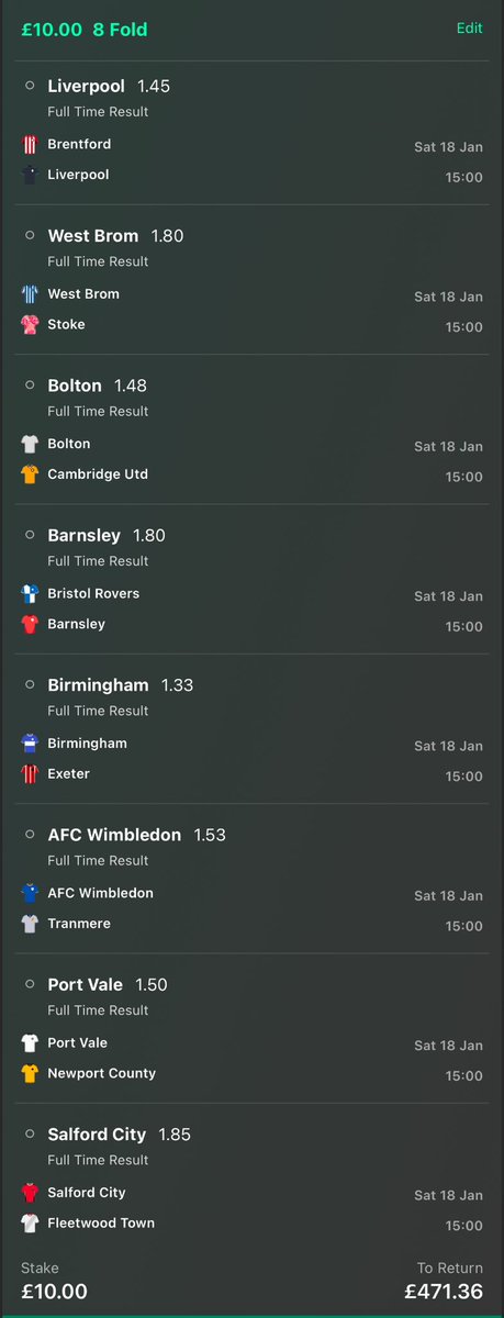 🚨💥 47/1 Saturday Special UNLOCKED! 💥🚨

The wait is over - here’s the full bet ⚽

💰 If it wins, TWO people will win £50 EACH!

Enter ⬇️
✅ RT THIS POST
✅ ❤️ THIS POST

Let’s smash it🔥✅