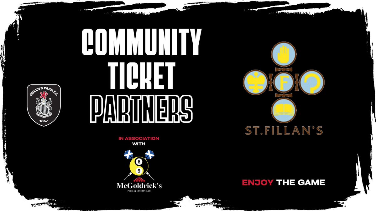 Queen's Park FC (@queensparkfc) on Twitter photo Our Community Ticket Partners for this afternoon's match, in association with McGoldrick's Pool & Sports Bar, are <a href="/StFillansPS/">St. Fillan’s Primary School, Glasgow</a>, <a href="/MountFloridaPri/">Mount Florida Primary and Nursery Class</a> and Utd Sports Football Academy.
We hope you all have a great afternoon! Our Community Ticket Partners for this afternoon's match, in association with McGoldrick's Pool & Sports Bar, are <a href="/StFillansPS/">St. Fillan’s Primary School, Glasgow</a>, <a href="/MountFloridaPri/">Mount Florida Primary and Nursery Class</a> and Utd Sports Football Academy.
We hope you all have a great afternoon!