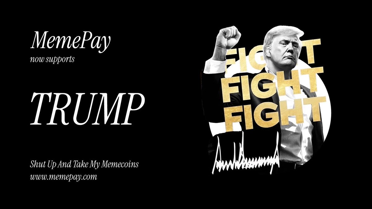 MemePay (@memepay) on Twitter photo MemePay now supports $TRUMP by <a href="/realDonaldTrump/">Donald J. Trump</a>.
$TRUMP is the only official Trump memecoin. Its mission is to encourage a culture of success & optimism to make the world a better place.
Spend your $TRUMP with 0 fees. Win unlimited crypto rewards, up to 420% cashback, and all MemePay now supports $TRUMP by <a href="/realDonaldTrump/">Donald J. Trump</a>.
$TRUMP is the only official Trump memecoin. Its mission is to encourage a culture of success & optimism to make the world a better place.
Spend your $TRUMP with 0 fees. Win unlimited crypto rewards, up to 420% cashback, and all