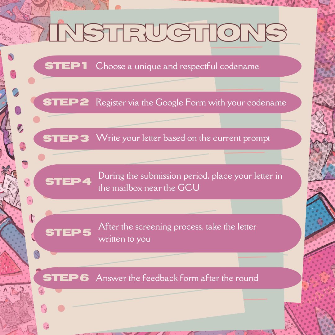 KandiliPisay's tweet photo. Hey you 👀 you’ve got a notification 🔔 

Kandili here, and we’re here to announce Round 1 of our PEN PALS PROJECT 🖊️✨ 

Join us at https://t.co/MmSmTuMQqh and connect with your community 🩷

🎨 Robbie Magsino, Lea Daffon, Kashieu Gan
🖋️ Kashieu Gan https://t.co/CyNWM31jcW