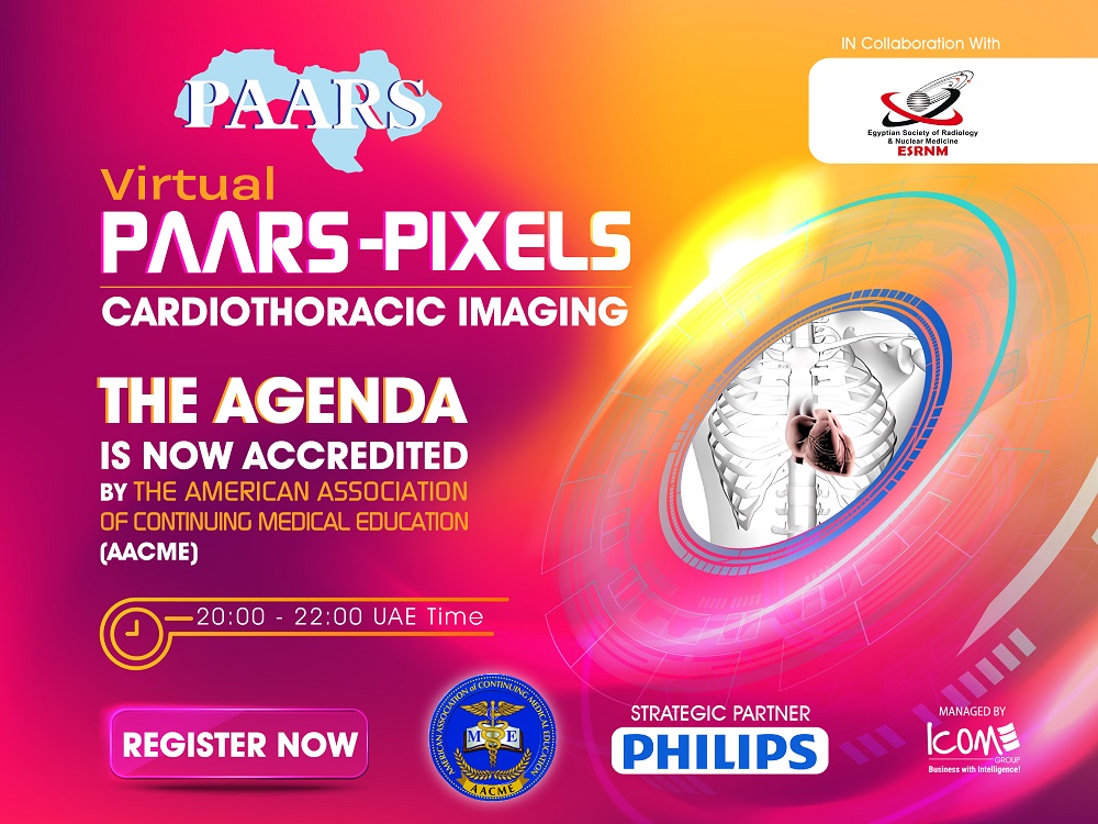 We are thrilled to announce that the agenda for the 5th PAARS – PIXELS Webinar: "Cardiothoracic Imaging" is now Accredited by the American Association of Continuing Medical Education (AACME)
Register Now: paarsonline.org/cardiothoracic…

#PAARS2025 #radiology #cardiothoracicimaging