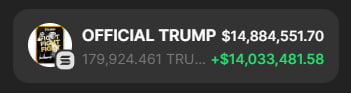 Headache was killing me. $TRUMP fixed everything

Aped hard and now sitting on $14M profit

A follower gave me this play, so it’s time to give back

$250K in $TRUMP - split between 10 winners

Like, retweet

Drop your $SOL address 👇

Winners announced in the group
