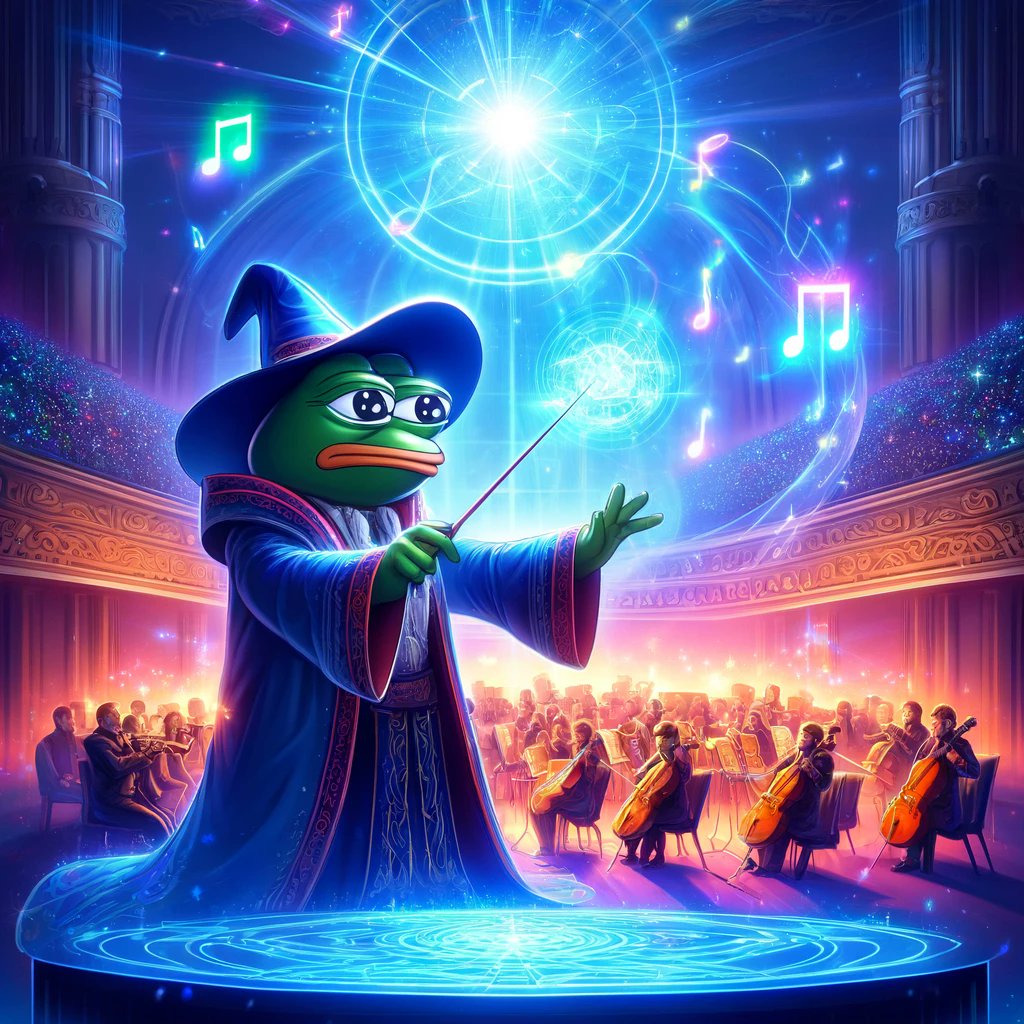SoPepeW's tweet photo. 🎻✨ Time for the Crypto Orchestra! 🪄🎶
Listen closely, and you’ll hear it—the melody of the future. Let the music reveal the price predictions directly to your mind. 🌕💡
Are you ready to tune in to magic? 🎵🚀

#CryptoMagic #CryptoOrchestra #Bitcoin #Ethereum #SoneiumPepeWizard $SPepeW