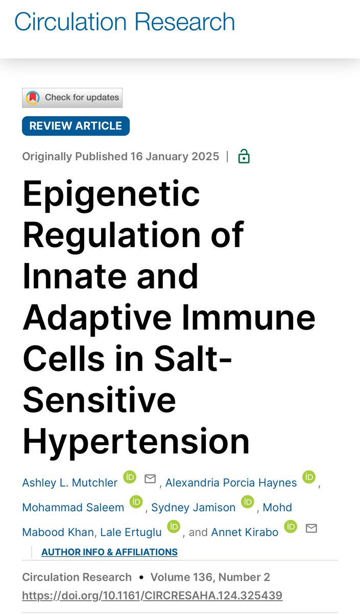 Ashley Mutchler (@ashleylpitzer) on Twitter photo Beyond excited about this review article where we overview Epigenetic Regulation of Innate and Adaptive Immune Cells in SSBP & discuss ongoing research in my lab of IsoLG-modified histones as potential epigenetic regulators! <a href="/CircRes/">Circulation Research</a> @MeharrySOGS @merrylindseyphd <a href="/annetkiraboc1/">Annet Kirabo D.V.M., M.Sc., Ph.D., F.A.H.A.</a> Beyond excited about this review article where we overview Epigenetic Regulation of Innate and Adaptive Immune Cells in SSBP & discuss ongoing research in my lab of IsoLG-modified histones as potential epigenetic regulators! <a href="/CircRes/">Circulation Research</a> @MeharrySOGS @merrylindseyphd <a href="/annetkiraboc1/">Annet Kirabo D.V.M., M.Sc., Ph.D., F.A.H.A.</a>
