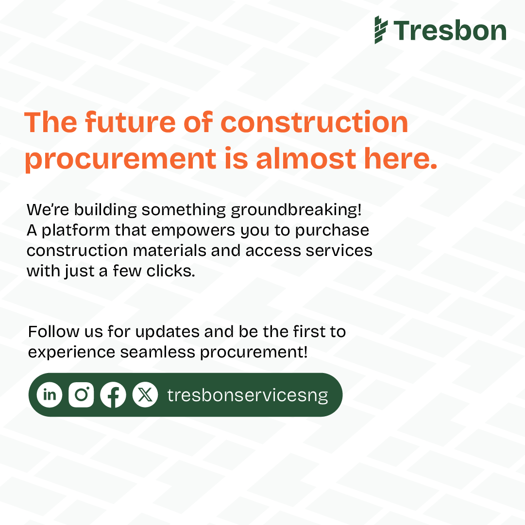 Tresbonservices's tweet photo. Before you commence that your construction. Kindly visit  https://t.co/O7mDesoPDW
#Trending  #Tresbon #ConstructionIndustry #Procurementmadeeasy #Construction https://t.co/IQ58ahkcoD