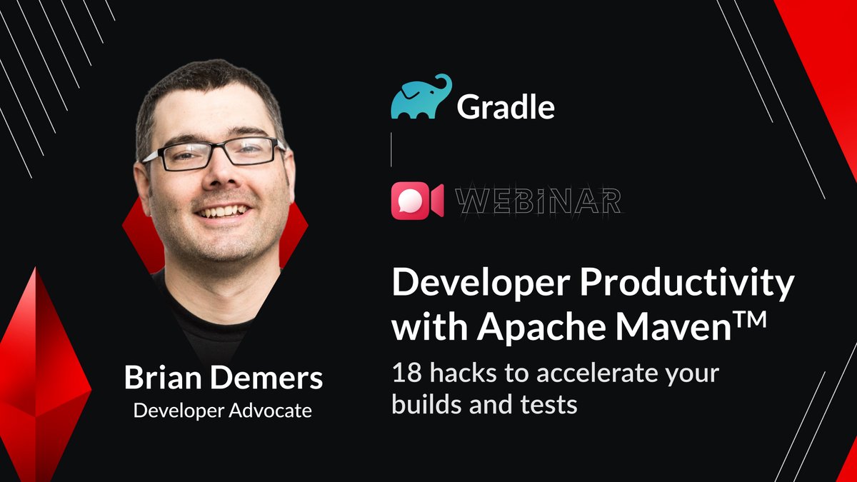 Gradle (@gradle) on Twitter photo Hey #Maven users, want to learn 18 hacks and tips (all free or OSS!) to be more productive?
Join @Java Champion, <a href="/TheASF/">Apache - The ASF</a> #Maven committer, @Gradle developer advocate, and experienced beekeeper <a href="/briandemers/">Brian Demers</a> on Jan-23 for a look at making your Maven experience happier and more Hey #Maven users, want to learn 18 hacks and tips (all free or OSS!) to be more productive?
Join @Java Champion, <a href="/TheASF/">Apache - The ASF</a> #Maven committer, @Gradle developer advocate, and experienced beekeeper <a href="/briandemers/">Brian Demers</a> on Jan-23 for a look at making your Maven experience happier and more