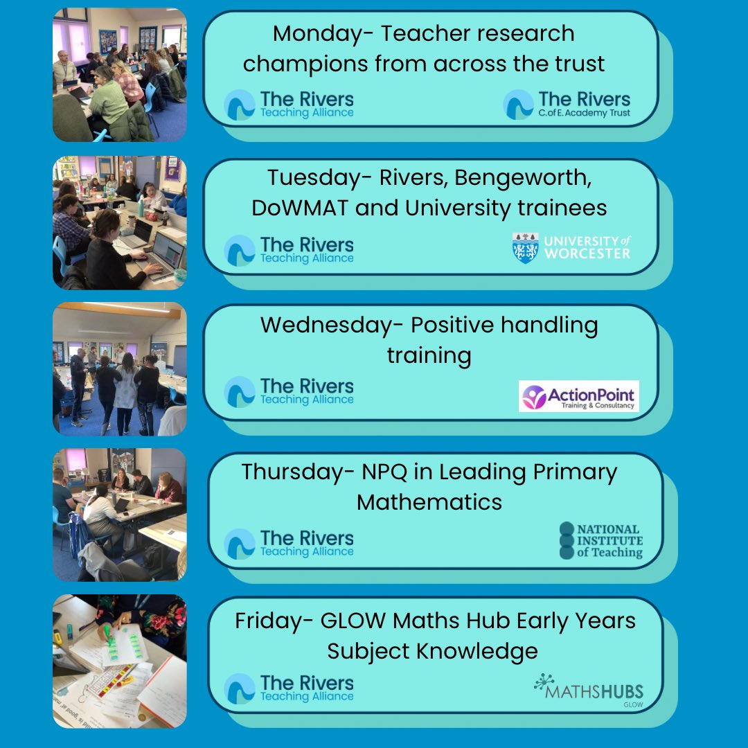 A busy week! We feel privileged to work with so many different providers to lead professional learning across Worcestershire and beyond. 👨‍🏫🧑🏾‍🏫👩‍🏫🎉 riverscofe.co.uk <a href="/Rivers_MAT/">Rivers CofE Academy</a> <a href="/D0WMAT/">Diocese of Worcester Multi Academy Trust (DoWMAT)</a> <a href="/BengeworthCE/">Bengeworth CE Academy</a> <a href="/UWprimary/">Primary Teaching at Worcester</a> <a href="/NCETM/">NCETM</a> <a href="/GLOWMaths/">GLOW Maths Hub</a> <a href="/NatInstTeaching/">National Institute of Teaching</a>
