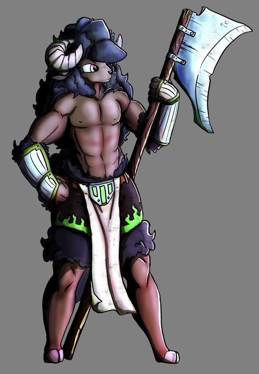 Su1tcas3's tweet image. Drew a character for a Beast World campaign, Pepperwink the sheep Barbarian/Monk

#furryarts