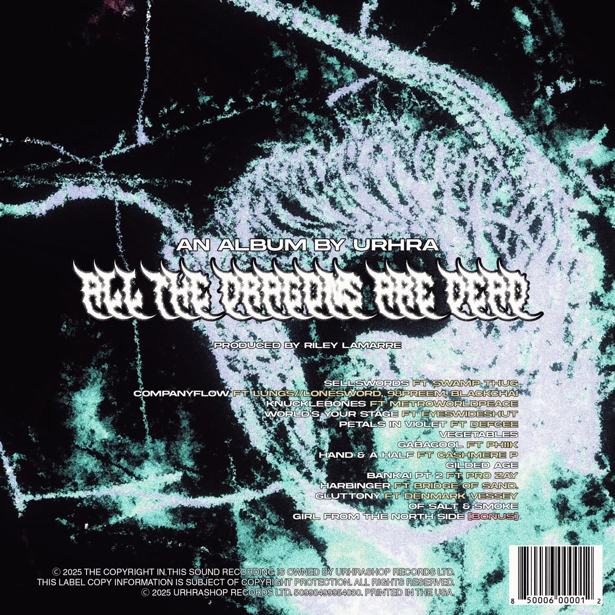 All the Dragons Are Dead 
Dropping 1/29 
All tracks produced by <a href="/rileylamarre/">riley</a> 
Cover art and tracklist by <a href="/Veeapollo/">vee apollo (ulises)</a>