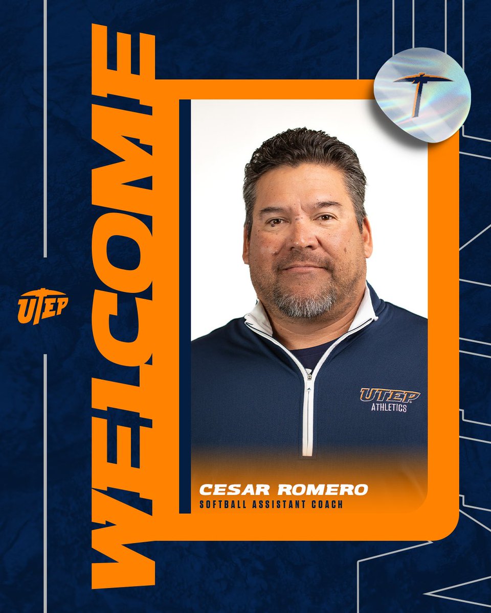 Welcome Cesar Romero to the UTEP Softball coaching staff! 🙌

With a history of revitalizing programs, back-to-back playoff runs, and a championship-winning playing career, Coach Romero brings a wealth of knowledge and passion to the Miners!

#PicksUp | bit.ly/3Wna3C8