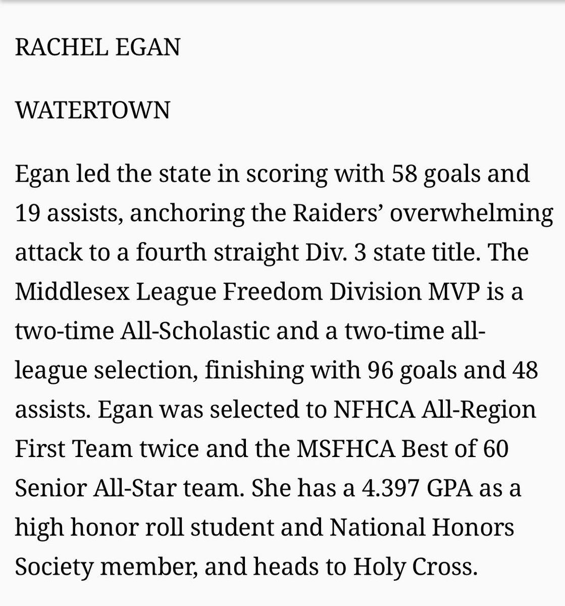 Congratulations to Caroline Andrade and Rachel Egan for being selected as a Boston Herald All-Scholastic. Also, Adrianna Williams was selected as an Honorable Mention.  Hard work pays off!