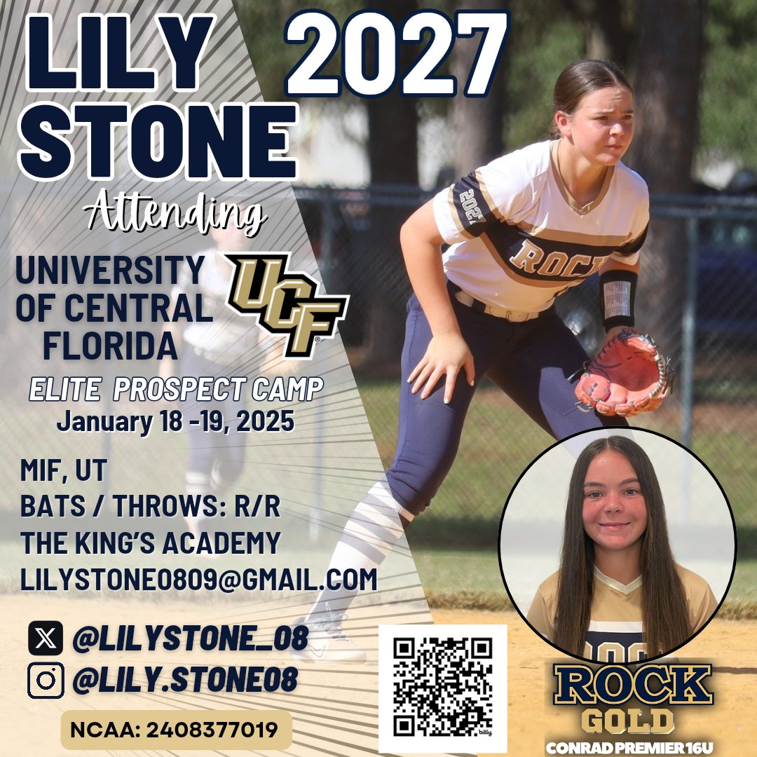 Rock Gold Conrad Premier (@rockgold_16u) on Twitter photo Good Luck to our #0 Lily <a href="/LilyStone_08/">Lily Stone</a> - (2027 MIF | UT, The King’s Academy) as she heads to <a href="/UCF_Softball/">UCF Softball</a> for their Elite Prospect Camp.
<a href="/SBRRetweets/">Softball Recruiting Reposts</a> <a href="/CoachBallMalone/">Cindy Ball-Malone</a> <a href="/SPestrak/">Stacie Pestrak</a> <a href="/noahbsanders/">Noah Sanders</a> <a href="/ShannonSaile/">Shannon Saile</a> <a href="/CoastRecruits/">Coast 2 Coast Recruits</a>
<a href="/SunilSportsNews/">Sports News By Sunil Sunder Raj</a>
<a href="/Get2CollegAth/">Get 2 College Athletics</a> <a href="/gatorjack72/">Girls In The Game</a>
<a href="/TopPreps/">TOP PREPS @TopPreps | X</a> Good Luck to our #0 Lily <a href="/LilyStone_08/">Lily Stone</a> - (2027 MIF | UT, The King’s Academy) as she heads to <a href="/UCF_Softball/">UCF Softball</a> for their Elite Prospect Camp.
<a href="/SBRRetweets/">Softball Recruiting Reposts</a> <a href="/CoachBallMalone/">Cindy Ball-Malone</a> <a href="/SPestrak/">Stacie Pestrak</a> <a href="/noahbsanders/">Noah Sanders</a> <a href="/ShannonSaile/">Shannon Saile</a> <a href="/CoastRecruits/">Coast 2 Coast Recruits</a>
<a href="/SunilSportsNews/">Sports News By Sunil Sunder Raj</a>
<a href="/Get2CollegAth/">Get 2 College Athletics</a> <a href="/gatorjack72/">Girls In The Game</a>
<a href="/TopPreps/">TOP PREPS @TopPreps | X</a>