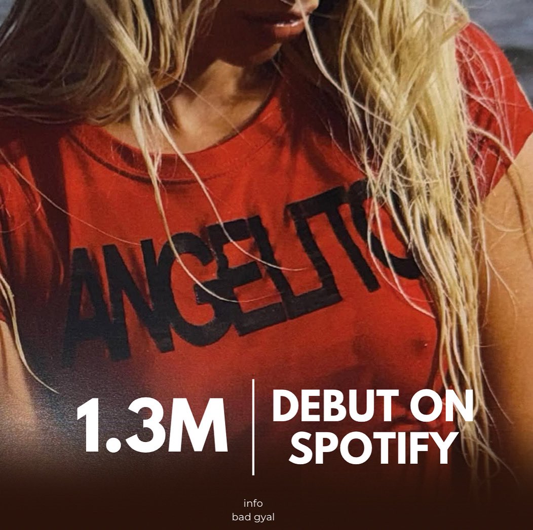 🪽 “angelito” el nuevo tema de <a href="/bad_gyal_pussy/">Bad Gyal</a> y <a href="/TruenoOficiaI/">TR1 ⛈</a> debuta con 1,313,307 streams en su primer dia en spotify.