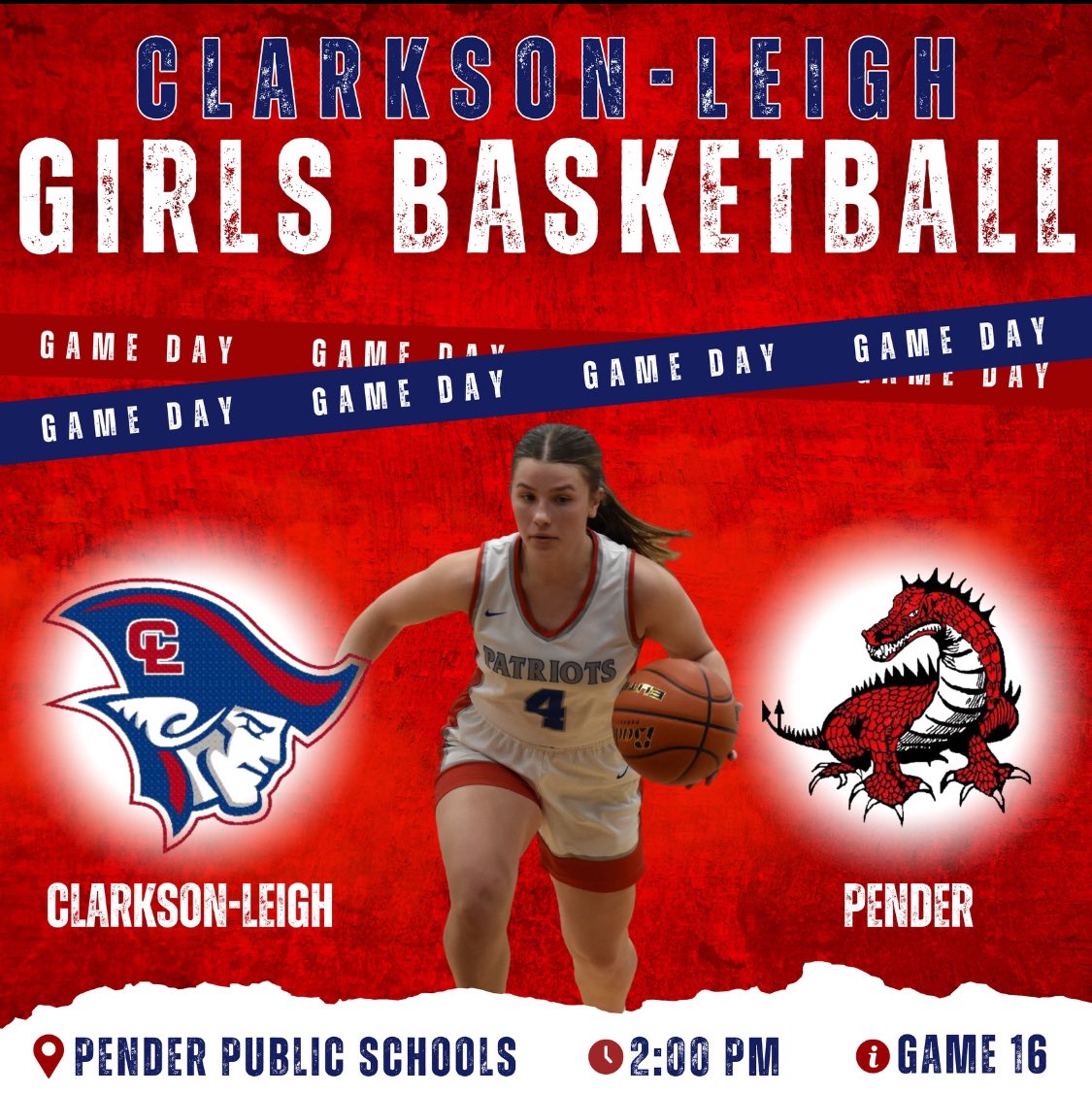 It’s game day! The Clarkson-Leigh girls basketball team is on the road to Pender for this afternoon’s matchup. 🏀

🆚: Pender
🕑: 2:30 PM
📻: 107.9 The Bull
💻: fan.hudl.com/usa/ne/pender/… 
📍: Pender Public Schools

Safe travels, and we’ll see you there!