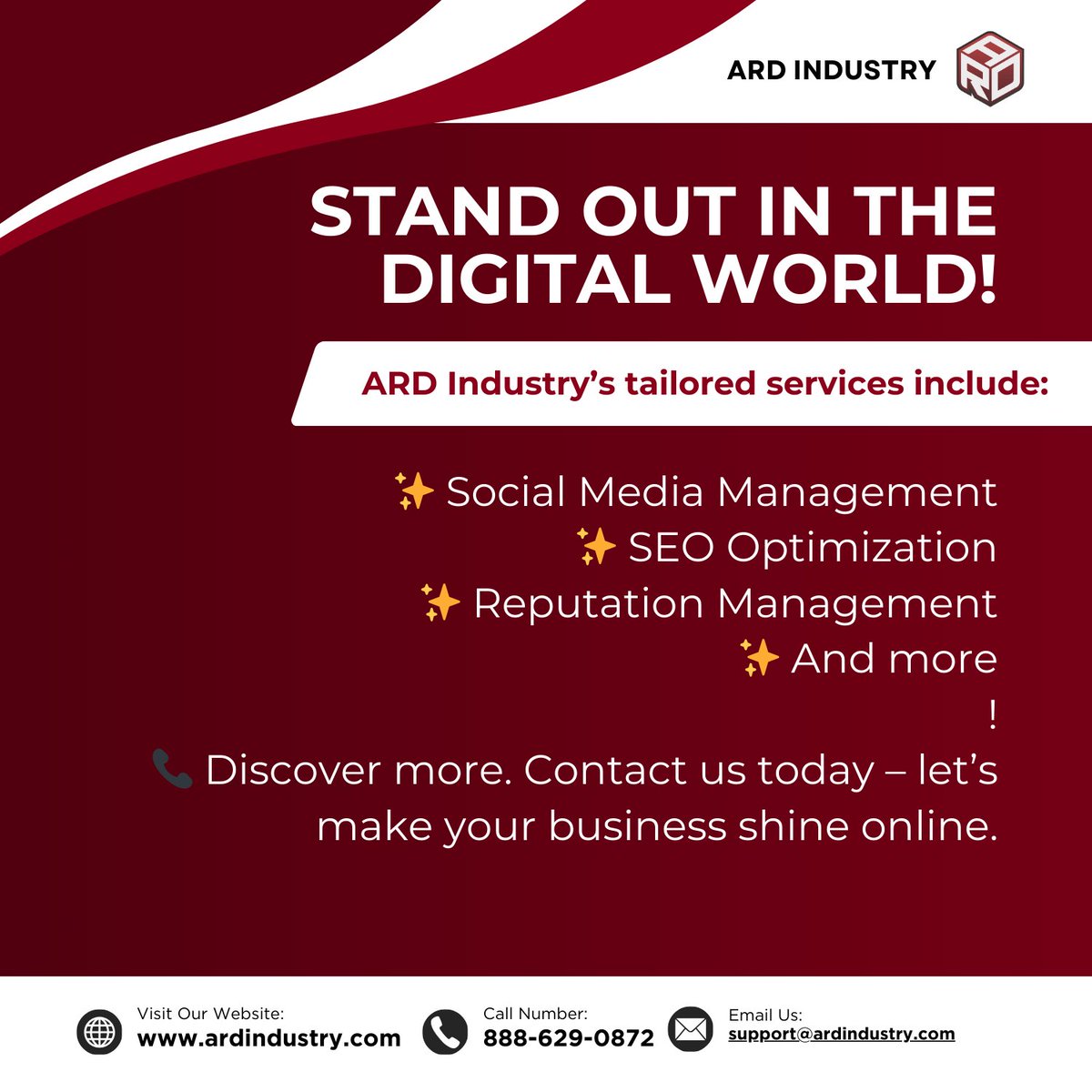 🌟 Ready to stand out in the digital world? 

👉 Swipe through to explore our services, or visit ardindustry.com to get started today!

Which service are you most excited about? Let us know below! ⬇️💻
#DigitalMarketingExperts #GrowWithARD #BusinessSuccess