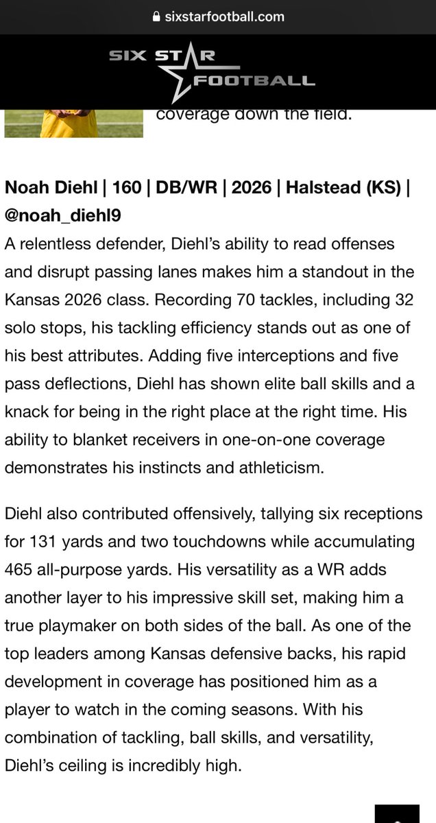 Thank you <a href="/sixstarfootball/">Six Star Football | PLUS+</a> for the write up!
