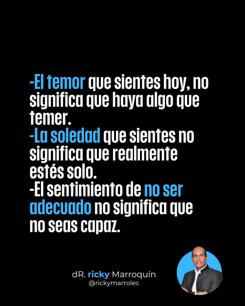 rickymarrolec's tweet image. Repite conmigo...
"Lo que estoy sintiendo es una alarma, pero no es la verdad".
"Lo que siento es importante, pero no es la realidad".
"Lo que siento tengo que expresarlo para actuar conforme a La Verdad".
Esto es lo que debemos hacer con esas emociones que nos inquietan y nos…