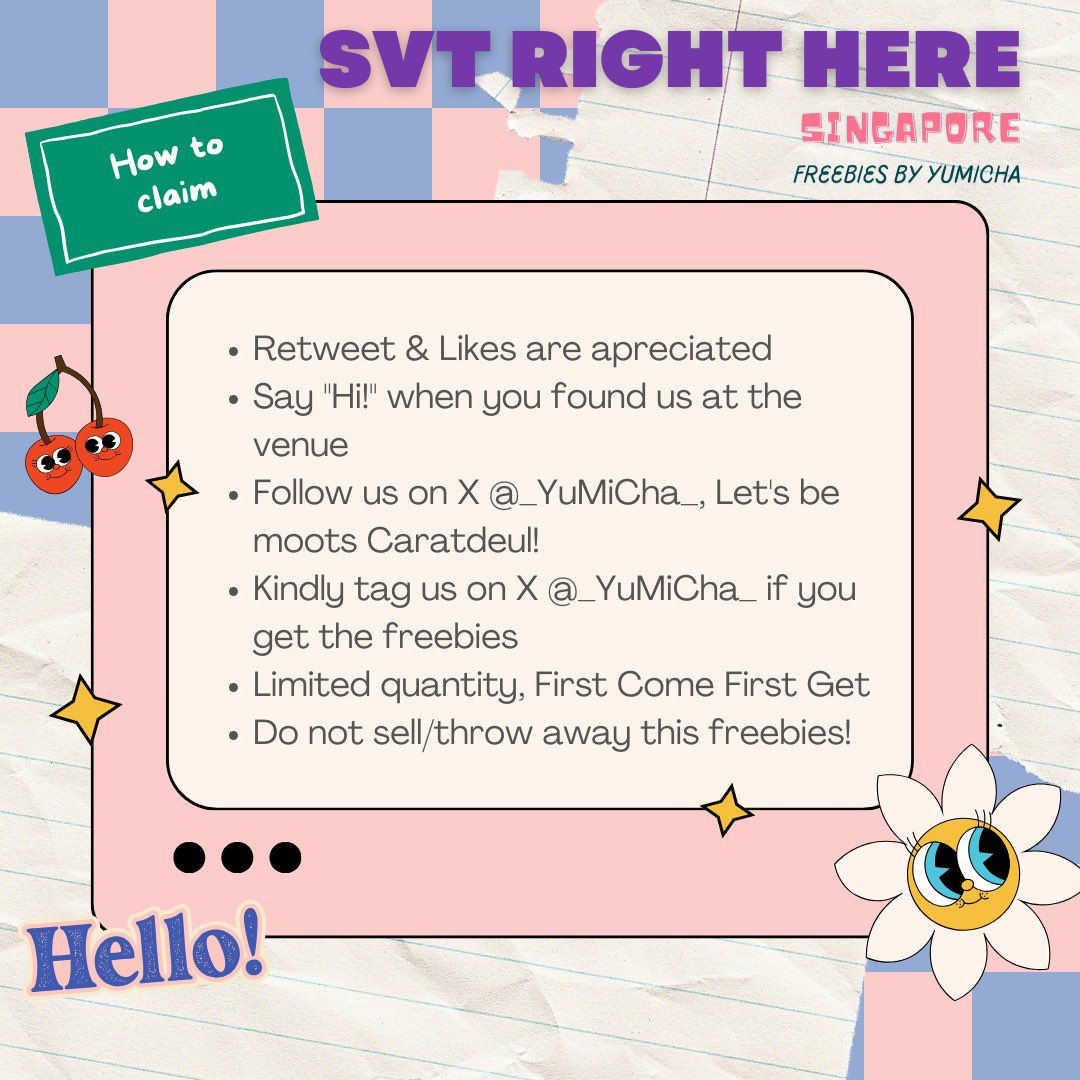 _YuMiCha_'s tweet photo. 🩵Freebies Seventeen Right Here SG🩷

by @_yumicha_

💎 date: 25 Jan 25
✨ place: Singapore National Stadium
✨ time: TBA
💎 open for trade freebies

let's be moots caratdeul!
#SEVENTEEN_RIGHT_HERE_IN_SINGAPORE #SVT_RIGHT_HERE_IN_SINGAPORE #SEVENTEEN_RIGHT_HERE @pledis_17 https://t.co/wjq5MguYxV