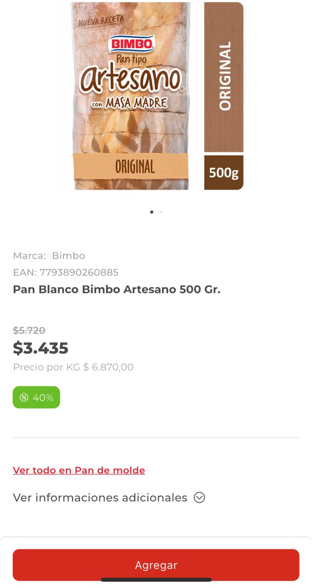 MatiMandra's tweet photo. @colocostantino Muy buena forma de desinformar, típico de periodistas de C5N. En DÍA Pan artesano Bimbo con masa madre $3.435. Y encima tenes millones de promociones para pagarlo 25% menos. https://t.co/Sy3QyXf0iU