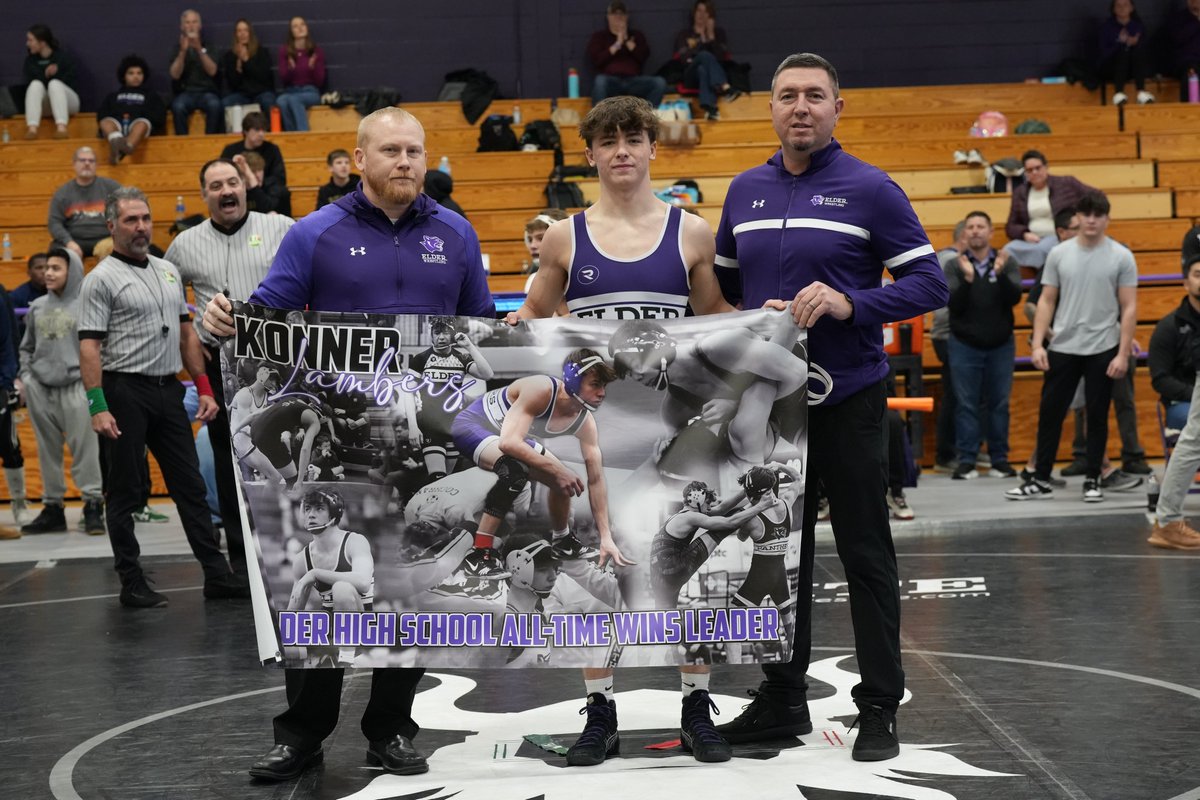 🤼‍♂️Congrats to Konner Lambers, who set the career wins record at Elder with 156! #Altiora