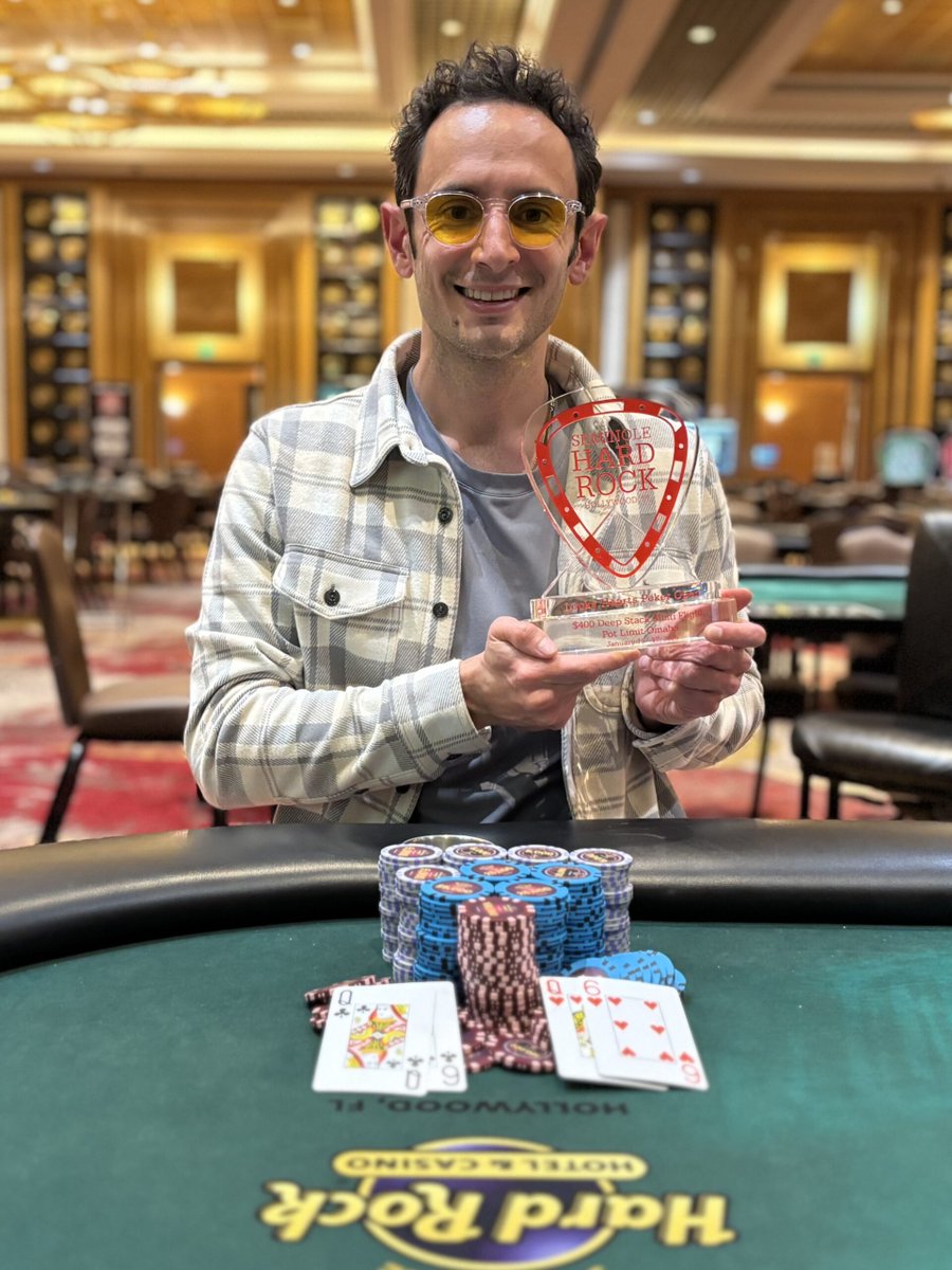 Last night, Gabe <a href="/Ozy8orBetter/">Gabriel Ramos</a> Ramos added another trophy to his case. He won the $400 Deep Stack multi-day Pot-Limit Omaha tournament for his eighth career Hollywood title.

Congrats Gabe!

$400 PLO: ow.ly/jk3W50UIWzM