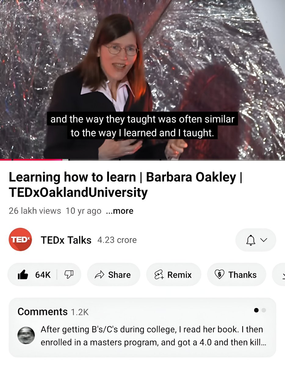 Abhishekcur's tweet image. Learn how to learn
-this video can really change the way we learn
-makes learning more enjoyable and happy
